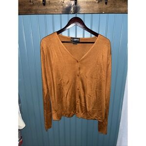 Vtg company ellen tracy Sweater Large 100% Acrylic  Burnt Orange Button Up